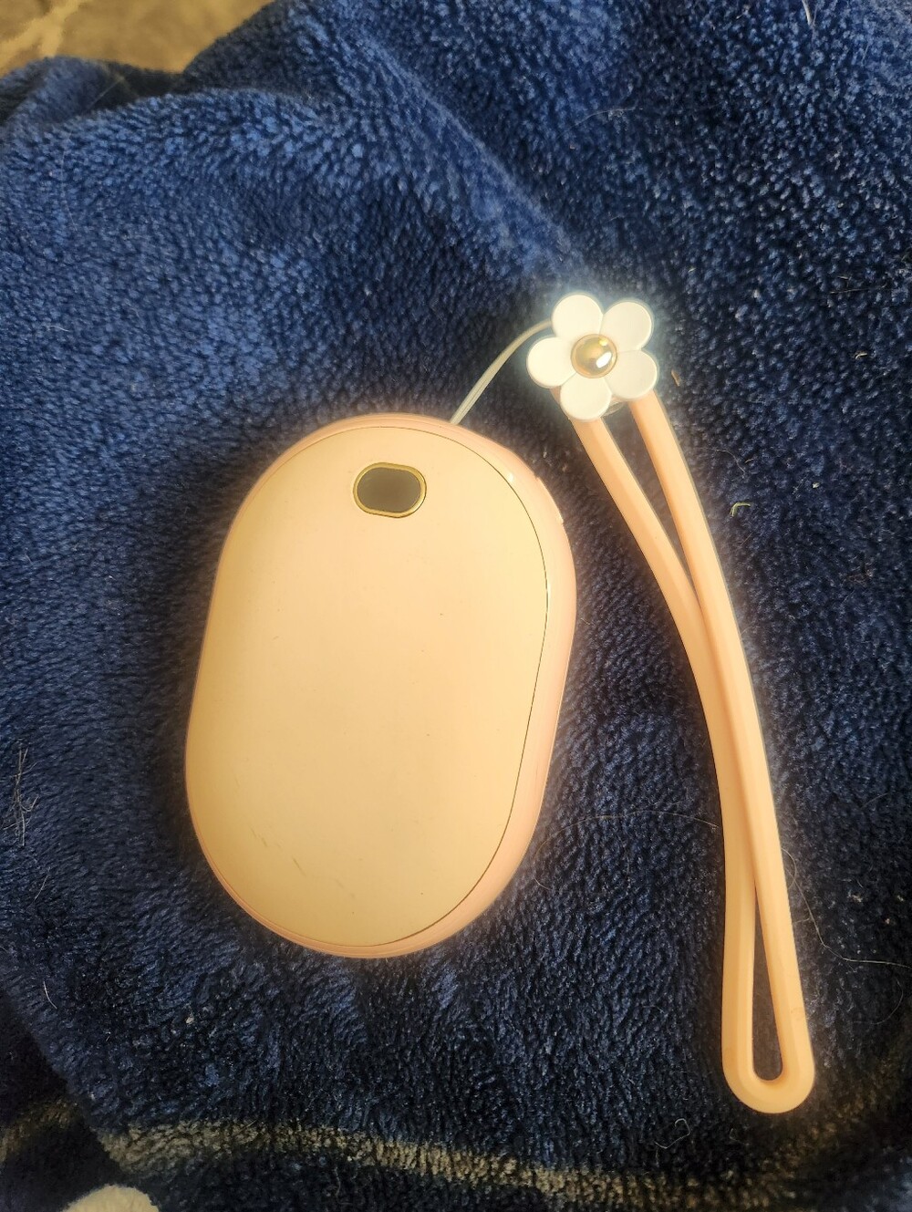 Pink Portable Hand Warmer Power Bank with Daisy Strap
